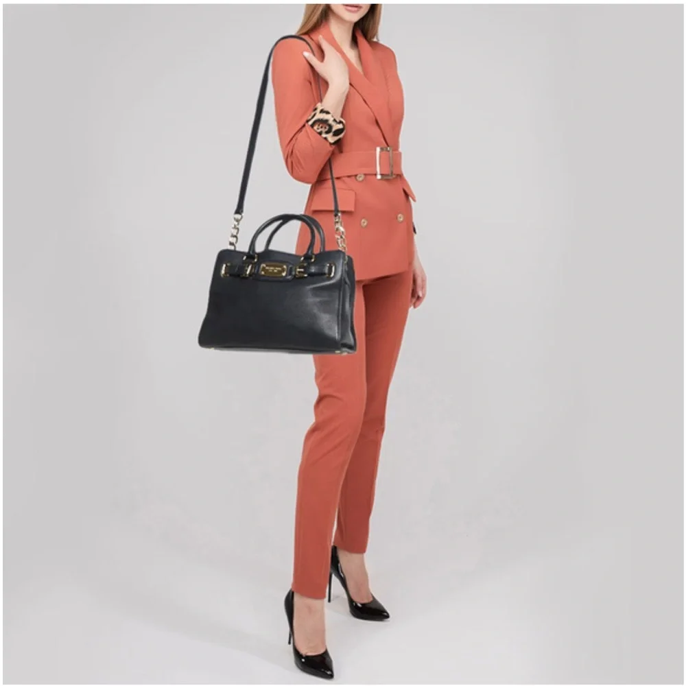 MICHAEL KORS Black Leather East/West Hamilton Tote